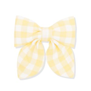 Medium Alligator Clip Bow in Gingham Chamomile