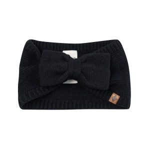 Chunky Knit Bow Headband in Midnight
