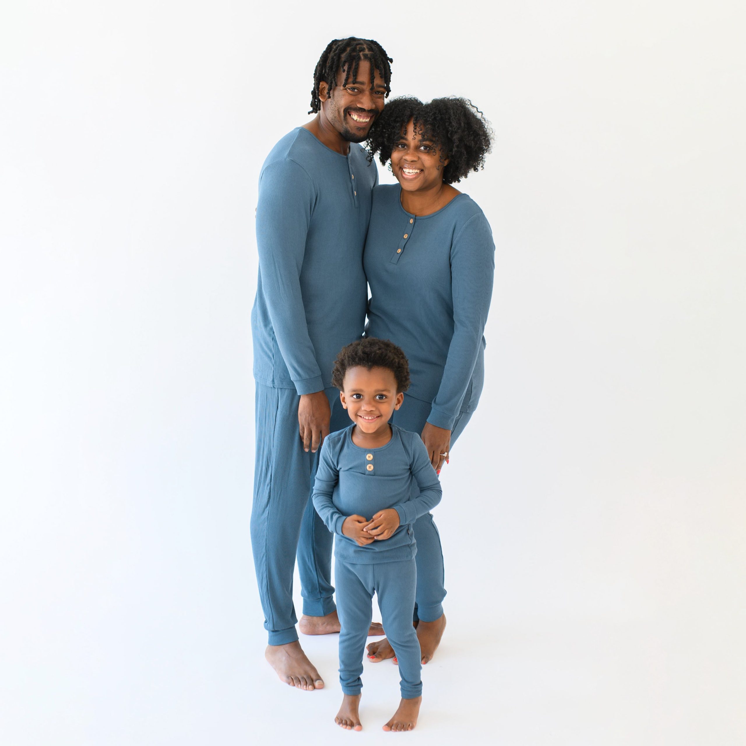 Ribbed Henley Set in Atlantic - Image 3