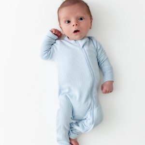 Ribbed Zipper Romper in Breeze