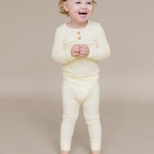 Ribbed Henley Set in Chamomile
