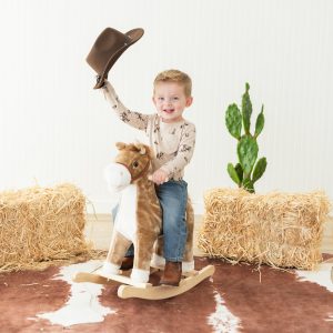 Long Sleeve Toddler Crew Neck Tee in Classic Cowboy