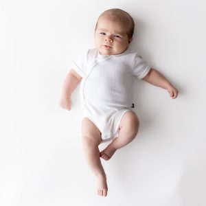 Pointelle Kimono Bodysuit in Cloud