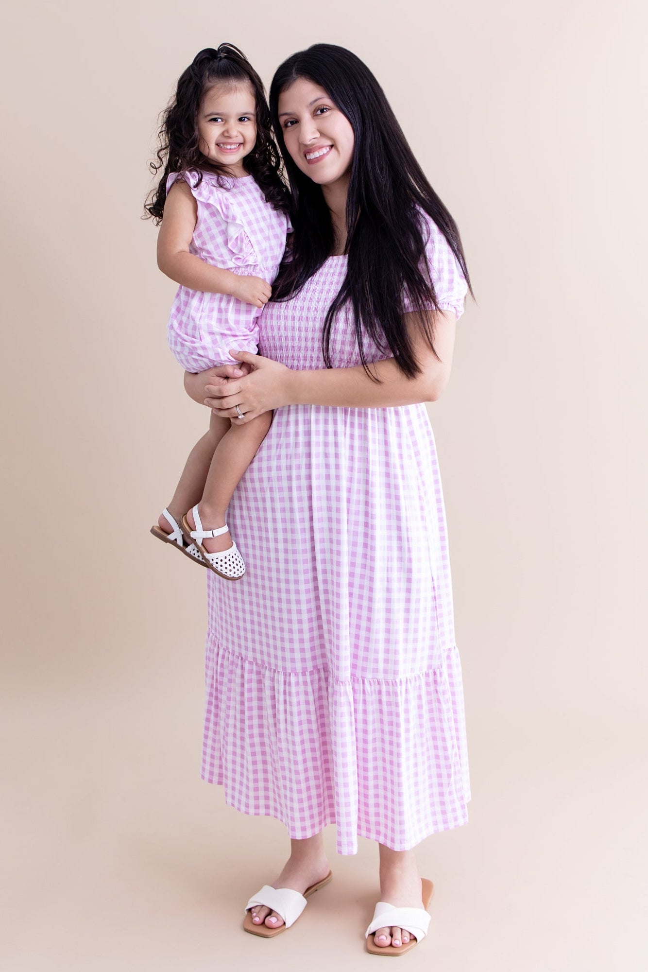 Women's Smocked Dress in Gingham Thistle - Image 3