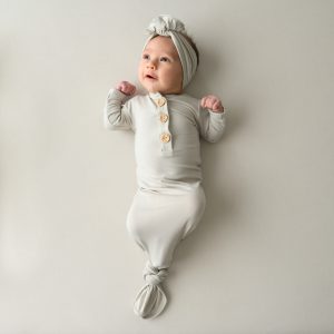 Knotted Gown with Bow Set in Oat