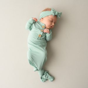 Knotted Gown with Bow Set in Sage