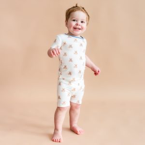 Short Sleeve Pajamas in Teddy Bear
