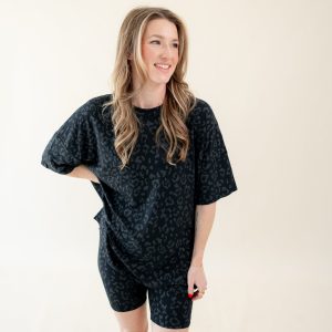 Women's Biker Short Set in Midnight Leopard