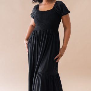 Women's Smocked Dress in Midnight
