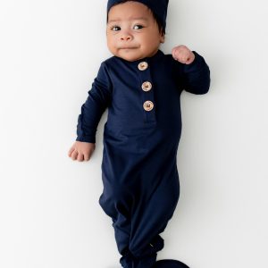 Knotted Gown with Hat Set in Navy