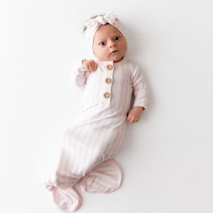 Knotted Gown with Bow Set in Small Sakura Stripe
