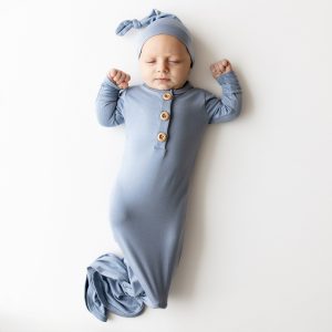 Knotted Gown with Hat Set in Slate