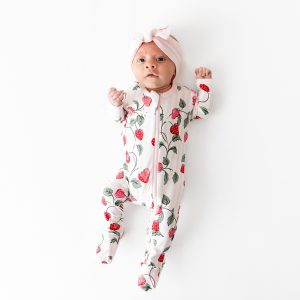 Zippered Footie in Strawberry Fields
