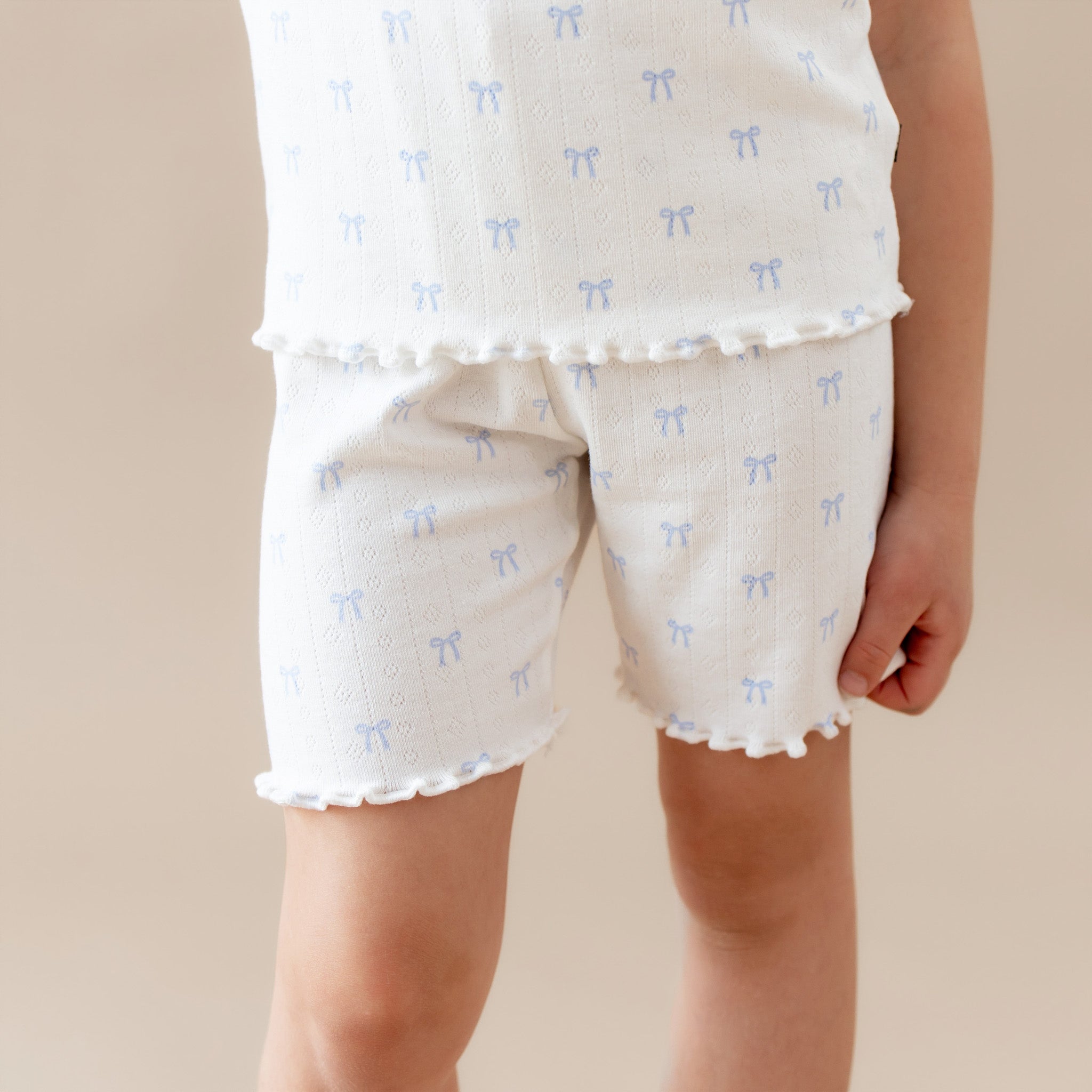 Pointelle Short Sleeve Set in Sweet Blue Bow - Image 4