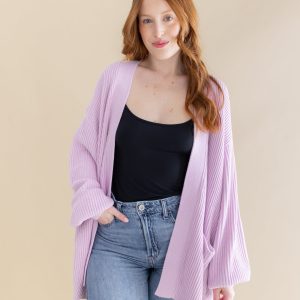 Chunky Knit Women's Oversized Cardigan in Thistle