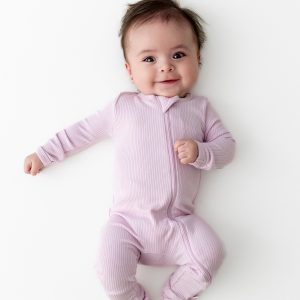 Ribbed Zipper Romper in Thistle