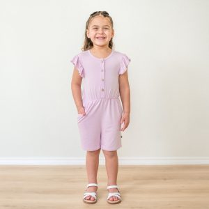 Flutter Sleeve Romper in Thistle