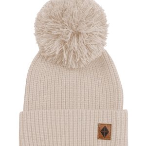Chunky Knit Pom Beanie in Almond