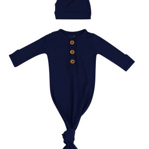 Knotted Gown with Hat Set in Navy