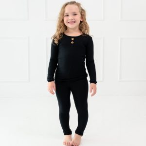 Ribbed Henley Set in Midnight