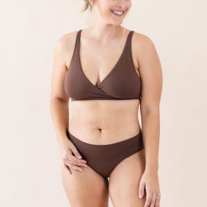 Women's Cross Front Bralette in Toffee